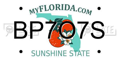 BP7O7S Florida License Plate
