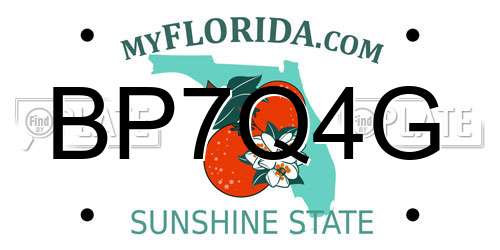 BP7Q4G Florida License Plate