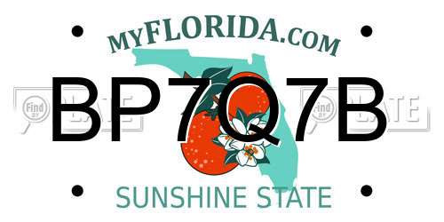 BP7Q7B Florida License Plate