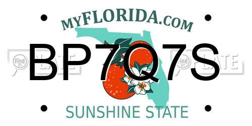 BP7Q7S Florida License Plate