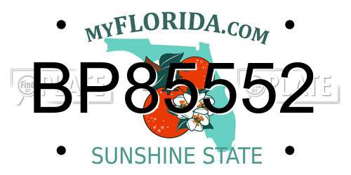 BP85552 Florida License Plate
