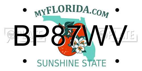 BP87WV Florida License Plate