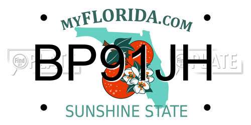 BP91JH Florida License Plate