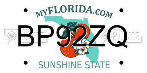 BP92ZQ Florida License Plate