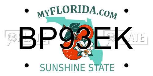 BP93EK Florida License Plate