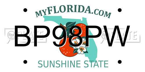 BP98PW Florida License Plate