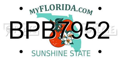 BPB7952 Florida License Plate