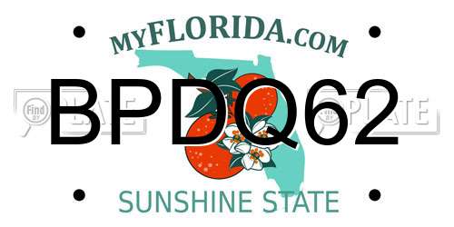 BPDQ62 Florida License Plate