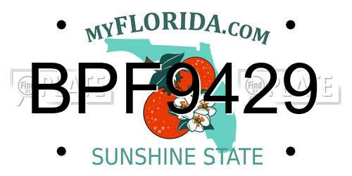 BPF9429 Florida License Plate