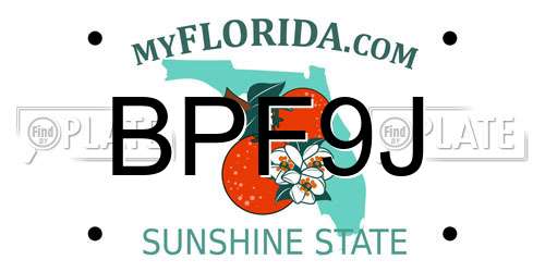 BPF9J Florida License Plate