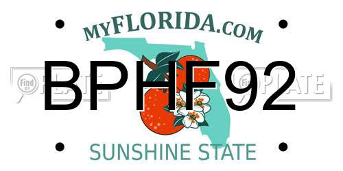 BPHF92 Florida License Plate