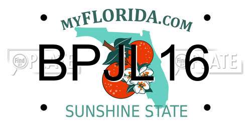 BPJL16 Florida License Plate