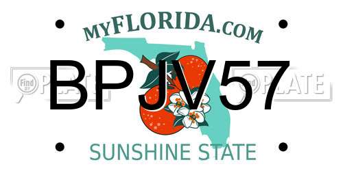 BPJV57 Florida License Plate
