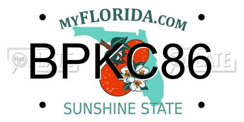 BPKC86 Florida License Plate
