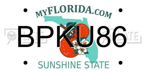 BPKU86 Florida License Plate