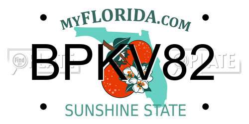 BPKV82 Florida License Plate