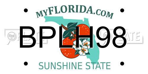 BPLH98 Florida License Plate