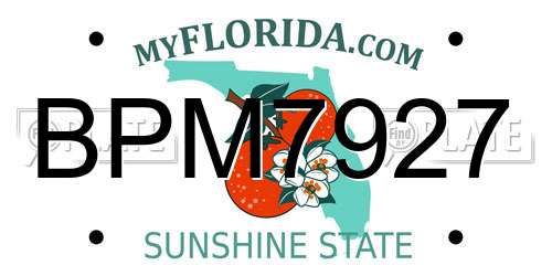 BPM7927 Florida License Plate