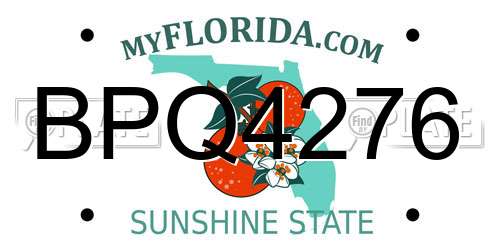BPQ4276 Florida License Plate