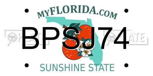 BPSJ74 Florida License Plate