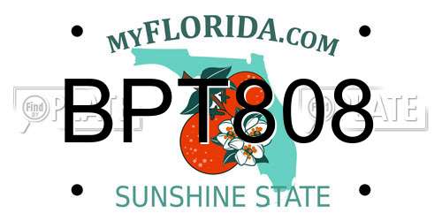 BPT808 Florida License Plate