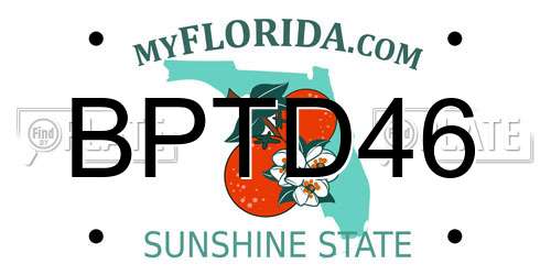 BPTD46 Florida License Plate