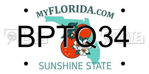 BPTQ34 Florida License Plate