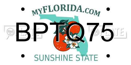 BPTQ75 Florida License Plate