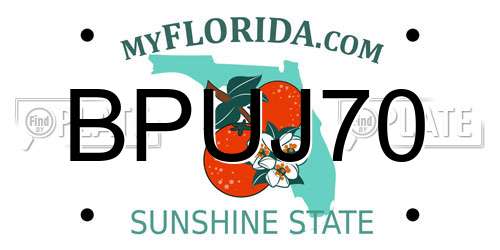 BPUJ70 Florida License Plate