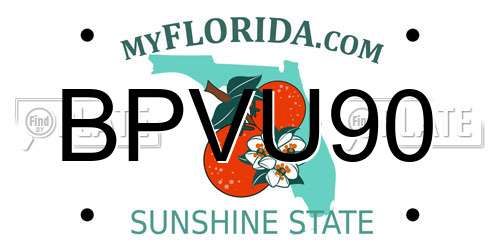 BPVU90 Florida License Plate