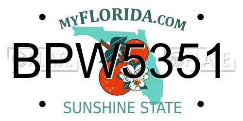 BPW5351 Florida License Plate