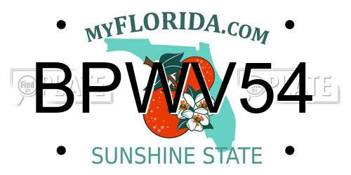 BPWV54 Florida License Plate