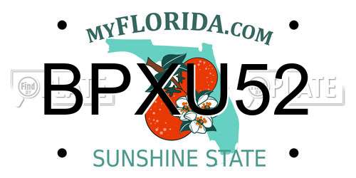 BPXU52 Florida License Plate