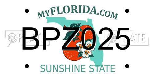 BPZ025 Florida License Plate