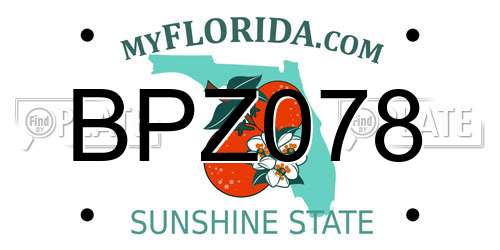 BPZ078 Florida License Plate