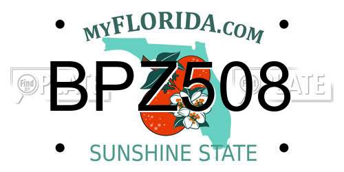 BPZ508 Florida License Plate