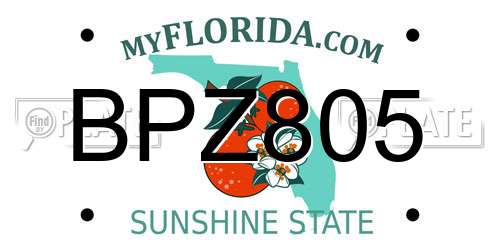 BPZ805 Florida License Plate