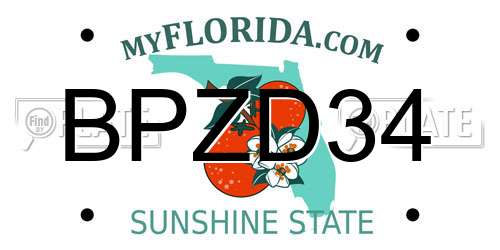 BPZD34 Florida License Plate