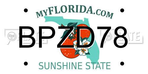 BPZD78 Florida License Plate