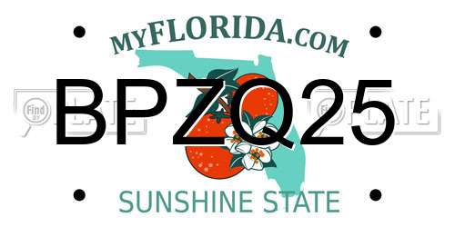 BPZQ25 Florida License Plate