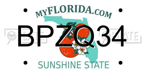 BPZQ34 Florida License Plate