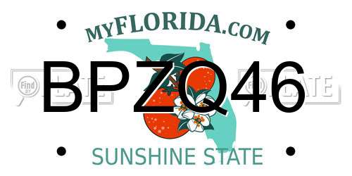 BPZQ46 Florida License Plate