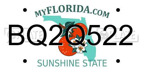 BQ2Q522 Florida License Plate