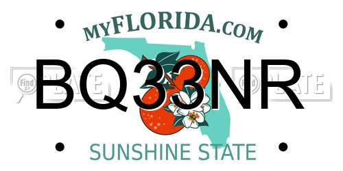 BQ33NR Florida License Plate