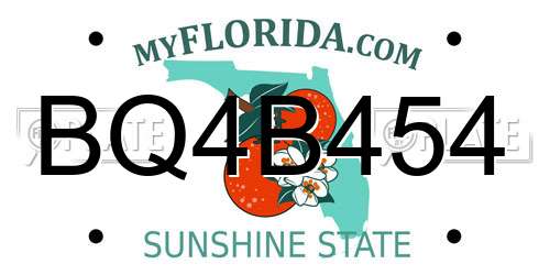 BQ4B454 Florida License Plate