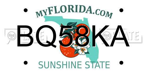 BQ58KA Florida License Plate