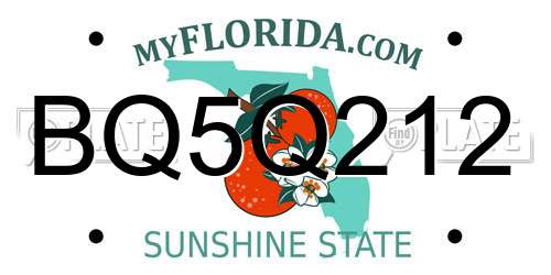 BQ5Q212 Florida License Plate