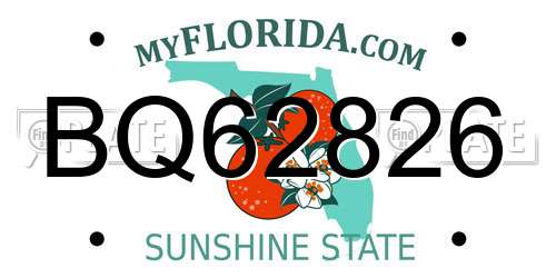 BQ62826 Florida License Plate