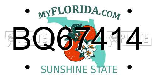 BQ67414 Florida License Plate