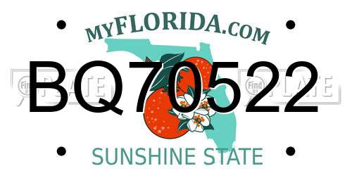 BQ70522 Florida License Plate